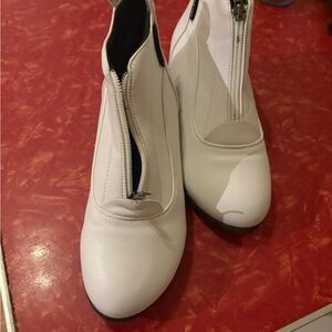 Women’s White Zip-Front Ankle Boots
